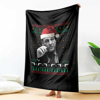 Funny Ugly Christmas Throw Blanket Funny Mafia Gangster Santa Sopranos Smoking - Wonder Print Shop