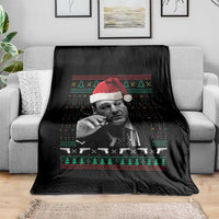 Funny Ugly Christmas Throw Blanket Funny Mafia Gangster Santa Sopranos Smoking - Wonder Print Shop