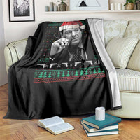 Funny Ugly Christmas Throw Blanket Funny Mafia Gangster Santa Sopranos Smoking - Wonder Print Shop
