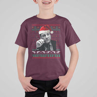 Funny Ugly Christmas T Shirt For Kid Funny Mafia Gangster Santa Sopranos Smoking - Wonder Print Shop