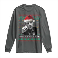 Funny Ugly Christmas Long Sleeve Shirt Funny Mafia Gangster Santa Sopranos Smoking - Wonder Print Shop