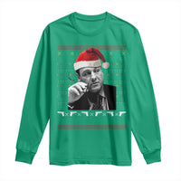 Funny Ugly Christmas Long Sleeve Shirt Funny Mafia Gangster Santa Sopranos Smoking - Wonder Print Shop