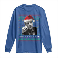 Funny Ugly Christmas Long Sleeve Shirt Funny Mafia Gangster Santa Sopranos Smoking - Wonder Print Shop