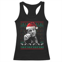 Funny Ugly Christmas Racerback Tank Top Funny Mafia Gangster Santa Sopranos Smoking - Wonder Print Shop