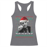 Funny Ugly Christmas Racerback Tank Top Funny Mafia Gangster Santa Sopranos Smoking - Wonder Print Shop