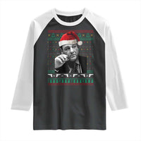 Funny Ugly Christmas Raglan Shirt Funny Mafia Gangster Santa Sopranos Smoking - Wonder Print Shop