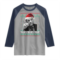 Funny Ugly Christmas Raglan Shirt Funny Mafia Gangster Santa Sopranos Smoking - Wonder Print Shop