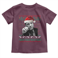 Funny Ugly Christmas Toddler T Shirt Funny Mafia Gangster Santa Sopranos Smoking - Wonder Print Shop