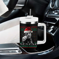 Funny Ugly Christmas Tumbler With Handle Funny Mafia Gangster Santa Sopranos Smoking - Wonder Print Shop