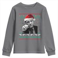 Funny Ugly Christmas Youth Sweatshirt Funny Mafia Gangster Santa Sopranos Smoking - Wonder Print Shop