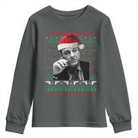 Funny Ugly Christmas Youth Sweatshirt Funny Mafia Gangster Santa Sopranos Smoking - Wonder Print Shop