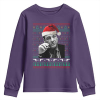 Funny Ugly Christmas Youth Sweatshirt Funny Mafia Gangster Santa Sopranos Smoking - Wonder Print Shop