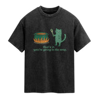 Sarcastic Cat Meme Washed Cotton T-Shirt Weirdcore Dark Humor