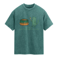 Sarcastic Cat Meme Washed Cotton T-Shirt Weirdcore Dark Humor