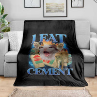 I Eat Cement Cursed Cat Throw Blanket Funny Cat Meme Ironic - Wonder Print Shop