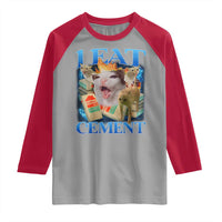 I Eat Cement Cursed Cat Raglan Shirt Funny Cat Meme Ironic - Wonder Print Shop