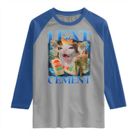 I Eat Cement Cursed Cat Raglan Shirt Funny Cat Meme Ironic - Wonder Print Shop