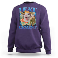 I Eat Cement Cursed Cat Sweatshirt Funny Cat Meme Ironic - Wonder Print Shop
