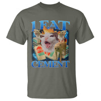 I Eat Cement Cursed Cat T Shirt Funny Cat Meme Ironic - Wonder Print Shop
