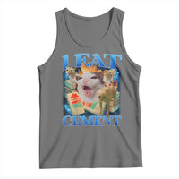 I Eat Cement Cursed Cat Tank Top Funny Cat Meme Ironic - Wonder Print Shop