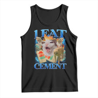 I Eat Cement Cursed Cat Tank Top Funny Cat Meme Ironic - Wonder Print Shop
