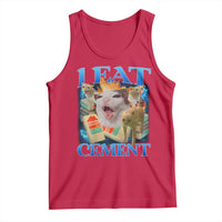 I Eat Cement Cursed Cat Tank Top Funny Cat Meme Ironic - Wonder Print Shop