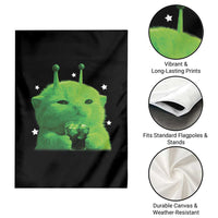Funny Alien Cat Meme Garden Flag Funny Kitten 90s Retro Vintage Graphic Weird Cats Y2k - Wonder Print Shop