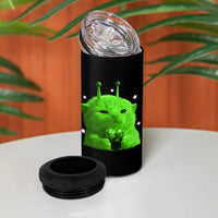 Funny Alien Cat Meme 4 in 1 Can Cooler Tumbler Funny Kitten 90s Retro Vintage Graphic Weird Cats Y2k - Wonder Print Shop