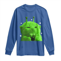 Funny Alien Cat Meme Long Sleeve Shirt Funny Kitten 90s Retro Vintage Graphic Weird Cats Y2k - Wonder Print Shop