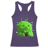 Funny Alien Cat Meme Racerback Tank Top Funny Kitten 90s Retro Vintage Graphic Weird Cats Y2k - Wonder Print Shop
