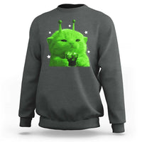 Funny Alien Cat Meme Sweatshirt Funny Kitten 90s Retro Vintage Graphic Weird Cats Y2k - Wonder Print Shop