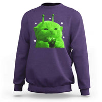 Funny Alien Cat Meme Sweatshirt Funny Kitten 90s Retro Vintage Graphic Weird Cats Y2k - Wonder Print Shop