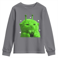 Funny Alien Cat Meme Youth Sweatshirt Funny Kitten 90s Retro Vintage Graphic Weird Cats Y2k - Wonder Print Shop