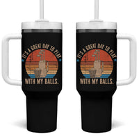 Funny Golf Tumbler With Handle Retro Its A Great Day To Play With My Balls - Wonder Print Shop