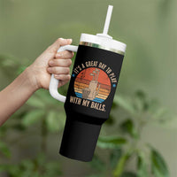 Funny Golf Tumbler With Handle Retro Its A Great Day To Play With My Balls - Wonder Print Shop