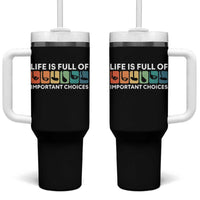 Life is Full of Important Choices Tumbler With Handle Funny Retro Golfing Clubs Golf Lover Gift - Wonder Print Shop