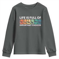Life is Full of Important Choices Youth Sweatshirt Funny Retro Golfing Clubs Golf Lover Gift - Wonder Print Shop