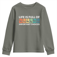 Life is Full of Important Choices Youth Sweatshirt Funny Retro Golfing Clubs Golf Lover Gift - Wonder Print Shop