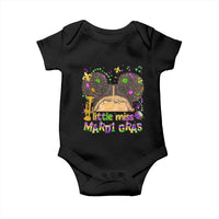 Little Miss Mardi Gras Afro Messy Bun Girls Baby Onesie