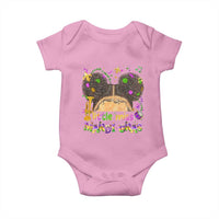 Little Miss Mardi Gras Afro Messy Bun Girls Baby Onesie