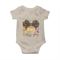 Little Miss Mardi Gras Afro Messy Bun Girls Baby Onesie