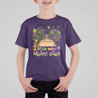 Little Miss Mardi Gras Afro Messy Bun Girls T Shirt For Kid