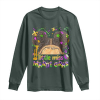 Little Miss Mardi Gras Afro Messy Bun Girls Long Sleeve Shirt