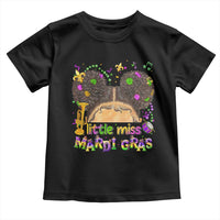 Little Miss Mardi Gras Afro Messy Bun Girls Toddler T Shirt