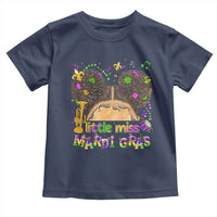 Little Miss Mardi Gras Afro Messy Bun Girls Toddler T Shirt