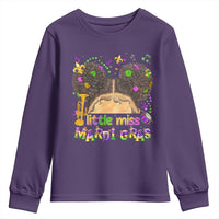 Little Miss Mardi Gras Afro Messy Bun Girls Youth Sweatshirt