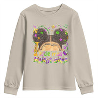 Little Miss Mardi Gras Afro Messy Bun Girls Youth Sweatshirt