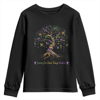 Coquette Bow Mardi Gras Bead Tree Youth Sweatshirt Carnival New Orleans 2025