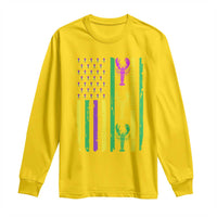 Funny Mardi Gras Crawfish Long Sleeve Shirt Whos Your Crawdaddy USA American Flag Carnival