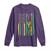 Funny Mardi Gras Crawfish Long Sleeve Shirt Whos Your Crawdaddy USA American Flag Carnival